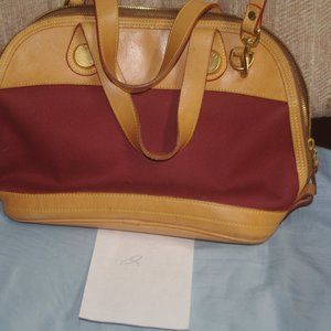 DOONEY AND BOURKE CROSS BODY WITH HANDLES FOR HAND BAG- TAN LEATHER WITH CLOTH